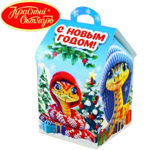 Сладкий подарок на Новый Год в картонной упаковке весом 600 грамм по цене 654 руб в Дигоре